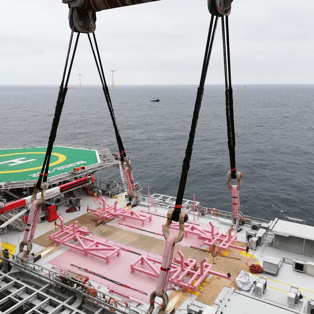 Custom Cortland Selantic® round slings in an offshore application